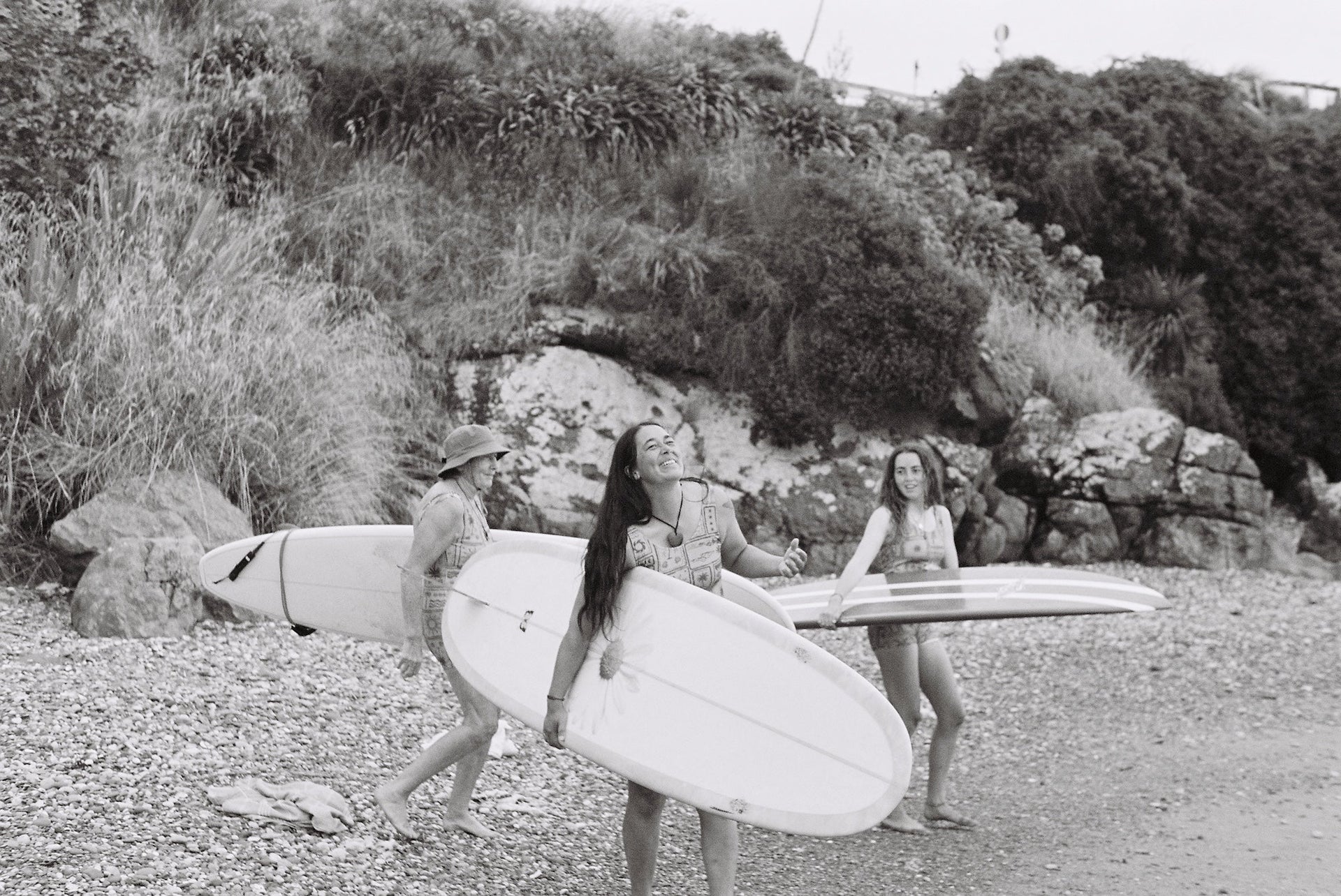 Thanks to the Pous, a good swell down in Riverton/Aparima is synonymous with the sound of women’s laughter. Photo: Caitlin Hodgen.