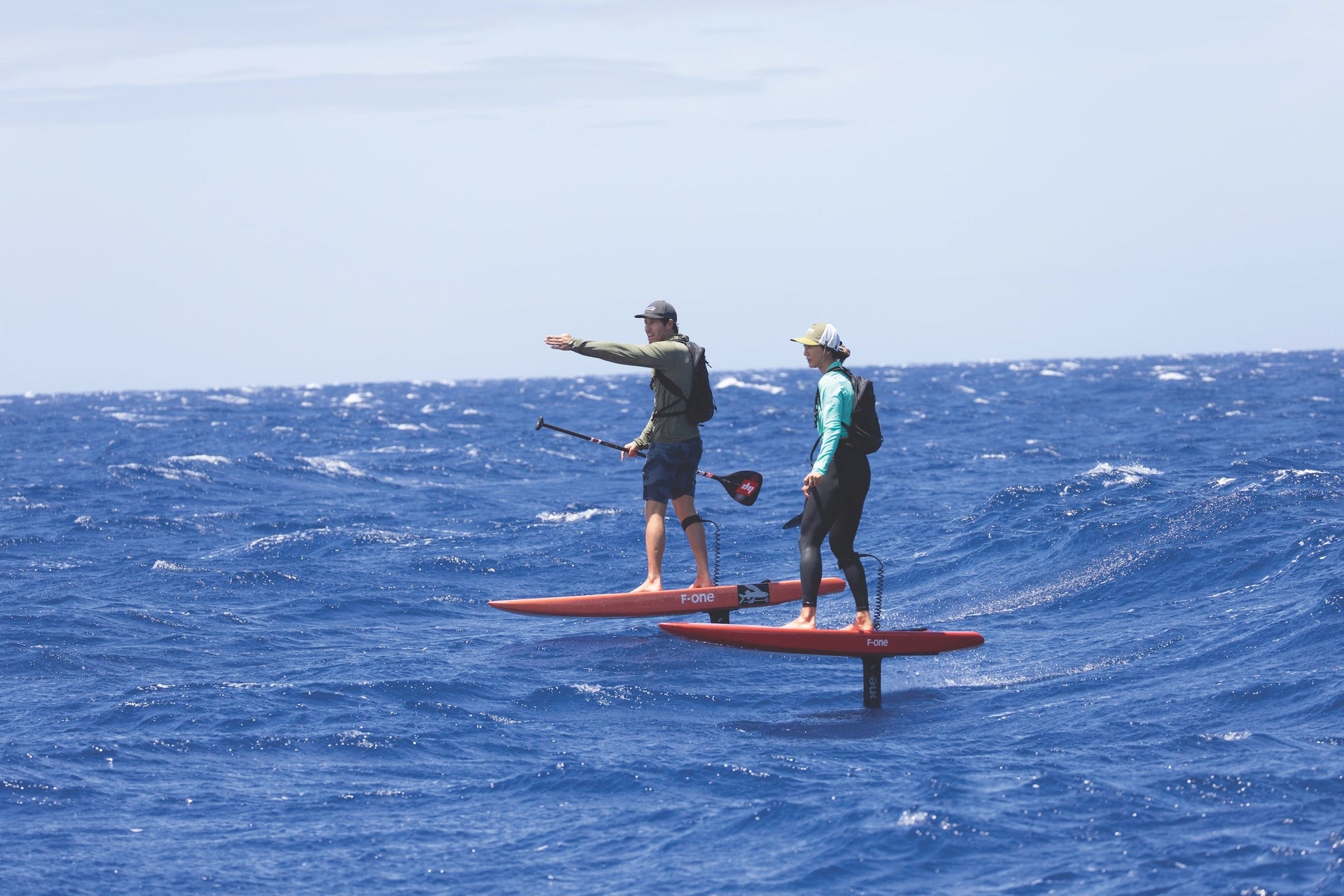 Opening image: Keahi and Moona with a quick look up from their swell-line meditation to get their bearings. Photo Matt Heirakuji
