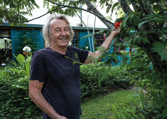 Opening image: Albe has been on his North Coast property for over 50 years now, and has transformed it into a green riot, home to a menagerie of creatures including some resident king parrots. Photo Shorty