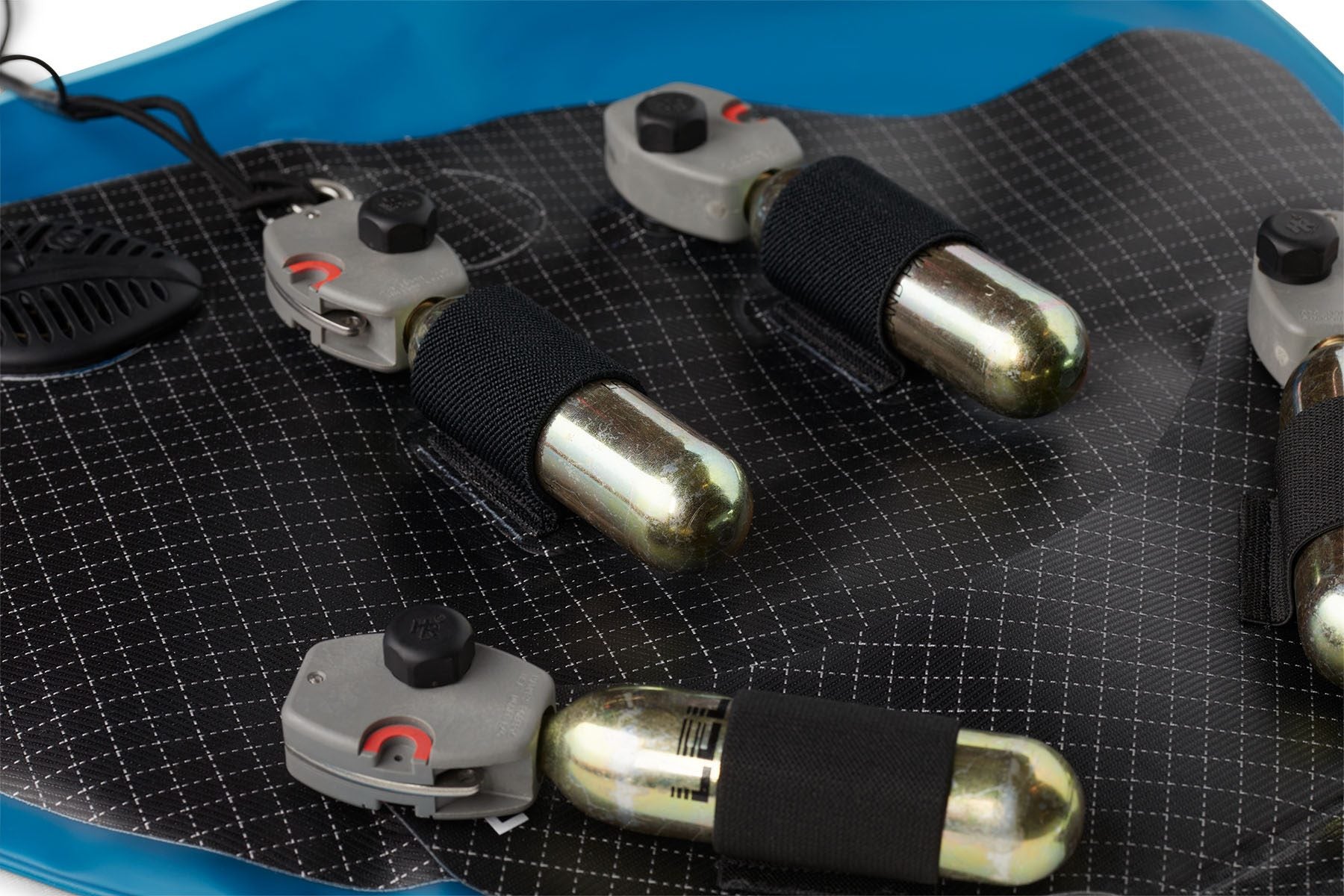 Close-up of the redesigned bladder and CO2 canisters of the PSI Vest 2.0.